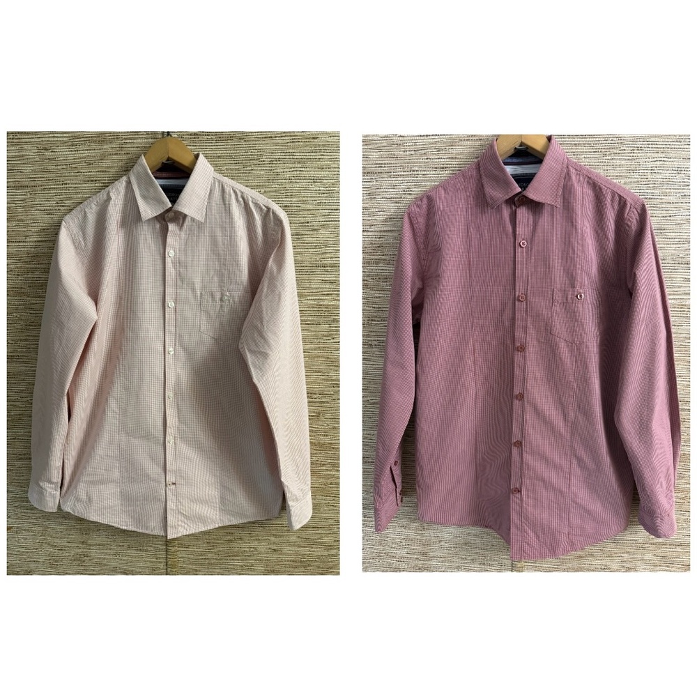 Lot of 2 Button Up Long Sleeve Shirt North Hudson Soft Brushed Stripe Size Small